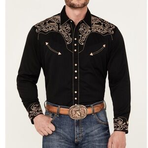NWT Scully Men’s Embroidered Scroll Snap Western Snap Shirt Size Small